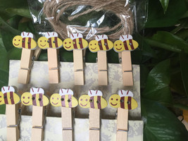 60pcs Bee Clips,Wedding Gift Favors,Paper Wooden Clips,Pin Clothespin,Wo... - £9.08 GBP