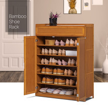 35&quot;Bamboo 7-Tier [Separate Compartment] Bifold Door Shoe Cabinet Flats O... - £134.11 GBP