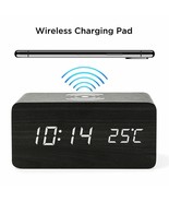LED Alarm Clock with Phone Wireless Charger Desktop Digital Thermometer - £28.48 GBP