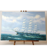 Clipper Ship Painting Oil on Canvas Signed Maskell 36x24 Sailing/Sea Ori... - €429,86 EUR