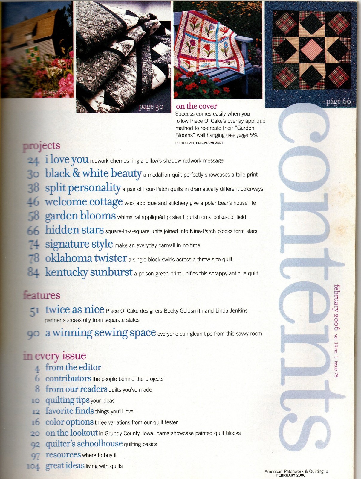 Image 1 of American Patchwork & Quilting Magazine Four Patch Quilts w/ Pattern Better Homes