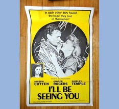 vintage orig MOVIE POSTER I&#39;ll B SEEING YOU shirley temple rogers theate... - $34.60