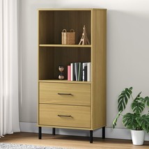 Bookcase with 2 Drawers Brown 60x35x128.5 cm Solid Wood OSLO - £72.04 GBP