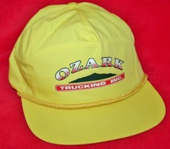 Vintage OZARK TRUCKING Yellow Rope Bill Adjustable Snapback Trucker HAT CAP - £21.16 GBP