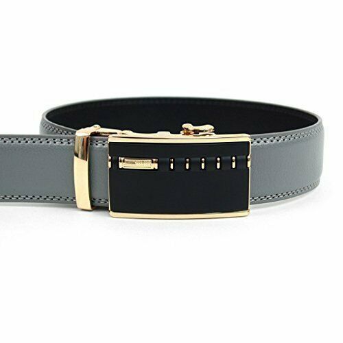 Primary image for Men's Genuine Leather Belt with Removable Sliding Ratchet Buckle - Gray S (32)
