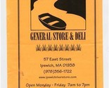 Ipswich River General Store &amp; Deli Menu East Street Ipswich Massachusetts  - £10.95 GBP