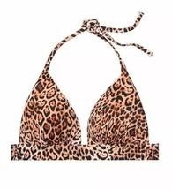 Victoria&#39;s Secret Push Up Triangle Swim Top Medium M Bikini Top Leopard - £23.44 GBP