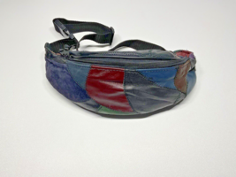 Vintage 80s Patchwork Leather Fanny Pack Waist Bag Colorful Retro Boho 2... - £27.96 GBP