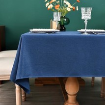 Oval Faux Linen Tablecloth Farmhouse Rustic 60X84 Inch Table Cloth Washable Fabr - £20.75 GBP