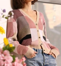 Minnie Rose ribbed plaited cardigan in Colorblock Multi - size XS - £133.02 GBP