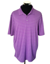 Amazon Essentials Polo Shirt Men&#39;s XL Purple Stripes Activewear Short Sl... - £7.29 GBP