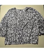 Halogen Women’s Button Up 3/4 Sleeve Top 3X White With Black Splatter Pa... - €16,87 EUR