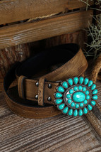 Light Blue Boho Turquoise Decor Wide Belt - $22.90