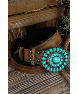 Light Blue Boho Turquoise Decor Wide Belt - $22.90