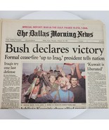 Vintage 1991 Dallas Morning News Bush Declares Victory Formal Cease Fire... - $176.09 MXN