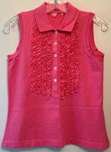 Lilly Pulitzer Sz XS Pink Polo with Ruffles Collar Sleeveless Shirt Top ... - £23.67 GBP