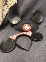 Vtg Pair Disney Minnie Mouse Headband Mickey Ears   Matt -  Red Polka Dot Bow - $18.81