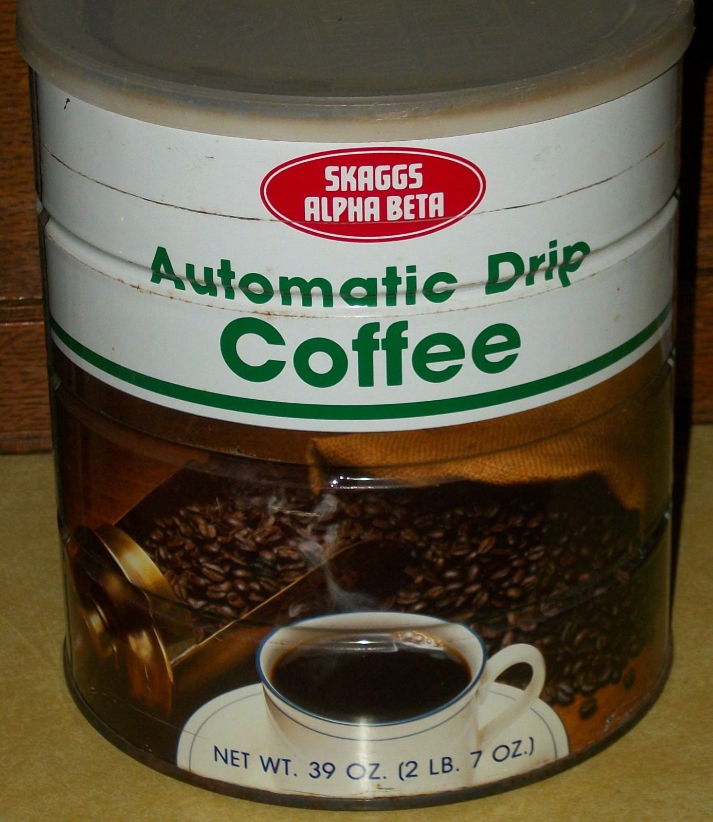 VTG SKAGGS ALPHA BETA GROCERY STORE DRIP COFFEE TIN CAN NEWPORT BEACH