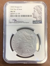 2023-Morgan Silver Dollar- NGC- MS70- First Day of Issue- John Mercanti Signed - £319.74 GBP