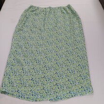 Elastic Waist RN#67473 Women's Green Floral Rear Zipper & Slit Skirt 18W (36×36) image 10
