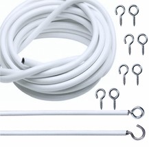 10ft Curtain Wire 3 Meter White Curtain Wire Hanging Cord Cable Kit - £7.88 GBP