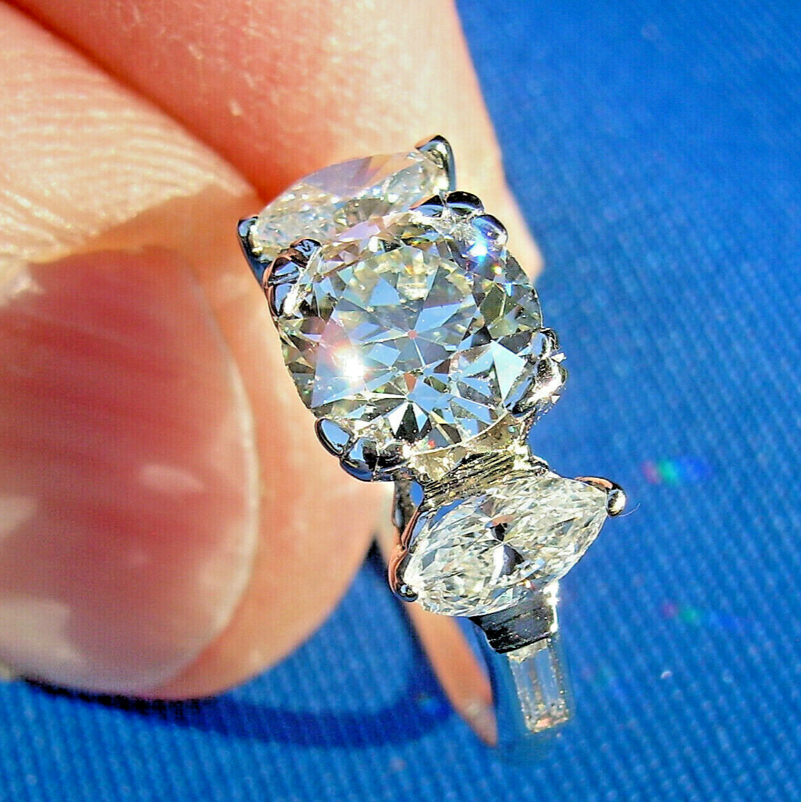 Earth mined Diamond Engagement Ring 2 carat Vintage Deco Platinum Solitaire 7.5 Item image 13