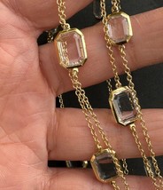 Ivanka Trump 18K Yellow Gold Clear Quartz Rock Chrystal Station Necklace 36 Inch - £2,004.01 GBP