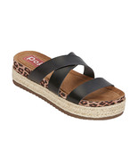NEW Womens Pop Fanatic Black Leopard Animal Print Criss Cross Slide Sand... - $29.99