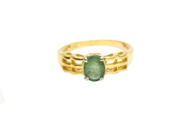 Massiccio Oro Smeraldo Anello di Fidanzamento Giallo Naturale Pietra Zodiacale - £48.51 GBP+