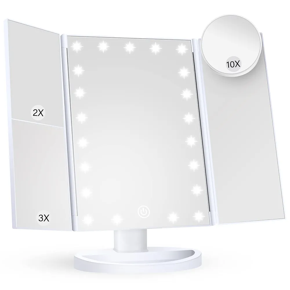 Makeup Mirror Vanity Mirror with Lights, 2X, 3X, 10X Magnification, Touc... - $666.34 MXN