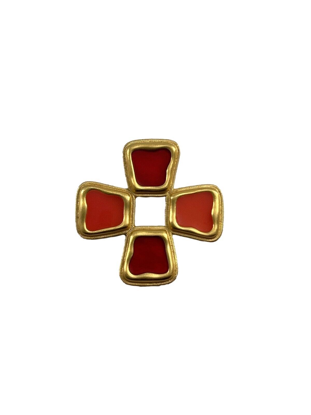 Primary image for Vintage Anne Klein Large Maltese Cross Brooch Pin Byzantine Gold Tone Enamel