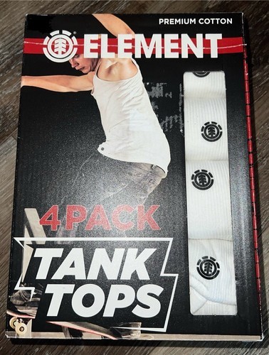Element ~ Men&#39;s 4-Pack Tanks Tops Cotton White Undershirts ~ XL - $28.70