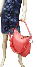 Coach Bag Genuine Leather Large Hobo Handbag Authentic Coral Red - £198.03 GBP