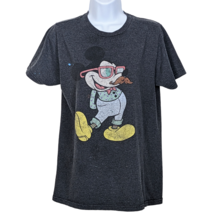 Disney Mickey Mouse with Mustache Graphic T-Shirt Sz M Well Worn Paint S... - £10.10 GBP