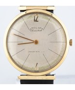 Vintage 14k Oro Giallo Uomo Moviga Mano-Avvolgimento Orologio W/ Pelle C... - $36,673.11 MXN