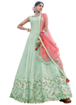 Fabulous Sea Green color Silk Fabric Gown1109 - £70.40 GBP