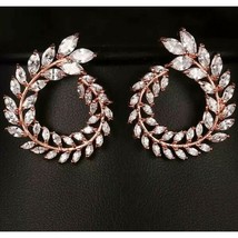 14k Rose Vergoldet Silber Manschette Stecker Ohrringe Mit / Künstlicher Diamant - £160.86 GBP