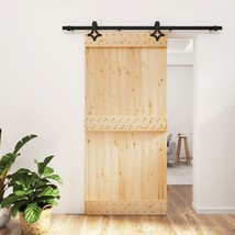 Sliding Door with Hardware Set 95x210 cm Solid Wood Pine - £115.84 GBP