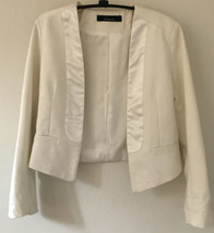 Zeitgeist White Tuxedo Style Cropped Blazer Work Formal Jacket 6 36 XS-S - £23.42 GBP