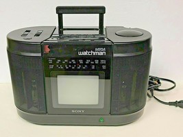 Sony Mega Watchman FD-555 W/Black &amp; White Analog TV,Cassette Player, AM/... - £37.37 GBP