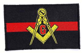 Mason&#39;s G Firefighters Thin Red Line Iron On Embroidered Patch 3 1/2&quot;X 2 5/8 &quot; - £4.00 GBP