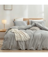 Bestouch Duvet Cover Set 100% Washed Cotton Linen Feel Super Soft Comfor... - $90.98