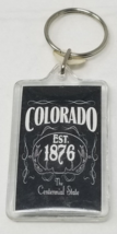 Colorado Keychain Est. 1876 Jack Daniels® Type Label Black Plastic 1980s - $12.30