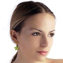 Galaxy Gold GG 14k Solid Gold Leverback Flower Earrings with Peridots - £229.78 GBP