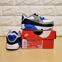 Nike Air Max 90 Leather TD Size 6c White Royal Blue Particle Grey CZ9444... - £86.28 GBP