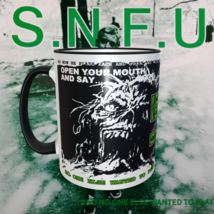  SNFU S.N.F.U. Coffee 11oz Ceramic Mug Black Handle and Inside - £15.98 GBP