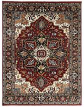Buy Hand-Knotted Wool Red / Navy Traditional Classic Serapi Rug Online - £1,534.12 GBP