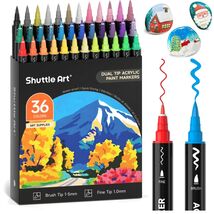 36-Color Acrylic Paint Pens with Brush &amp; Fine Tips for DIY Crafts - $35.59