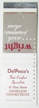 Del Pesco&#39;s - Danielson, Connecticut Wright Shoe Store 20 Strike Matchbook Cover - £1.37 GBP