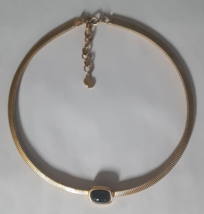 Stunning Christian Dior Vintage Gold Tone Choker Statement Necklace Black Stone - $197.99
